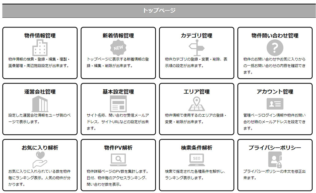 カンタンに更新出来る管理機能